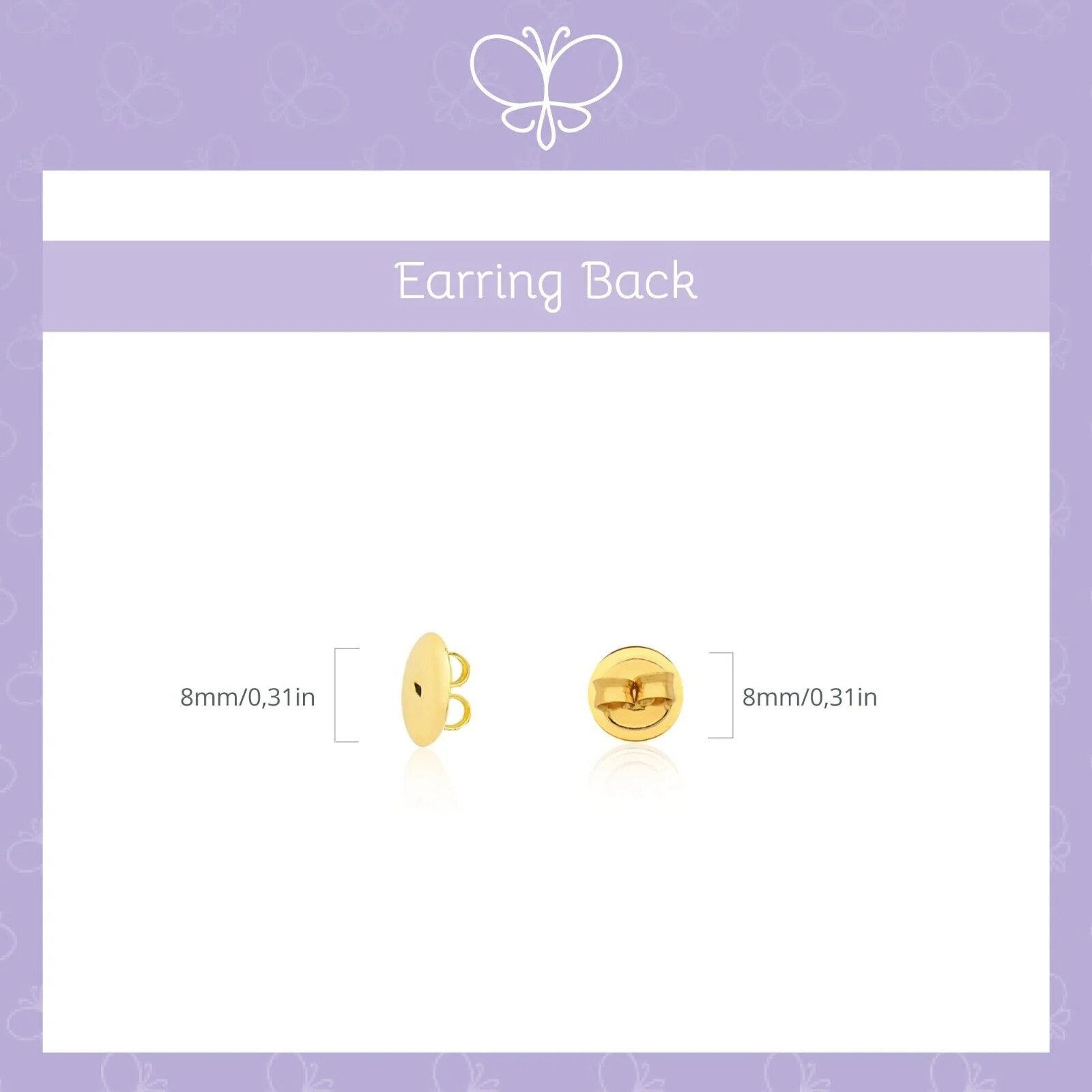 18k Solid Gold Earrings Butterfly Backs Stoppers Replacement-Carol Jewelry Only