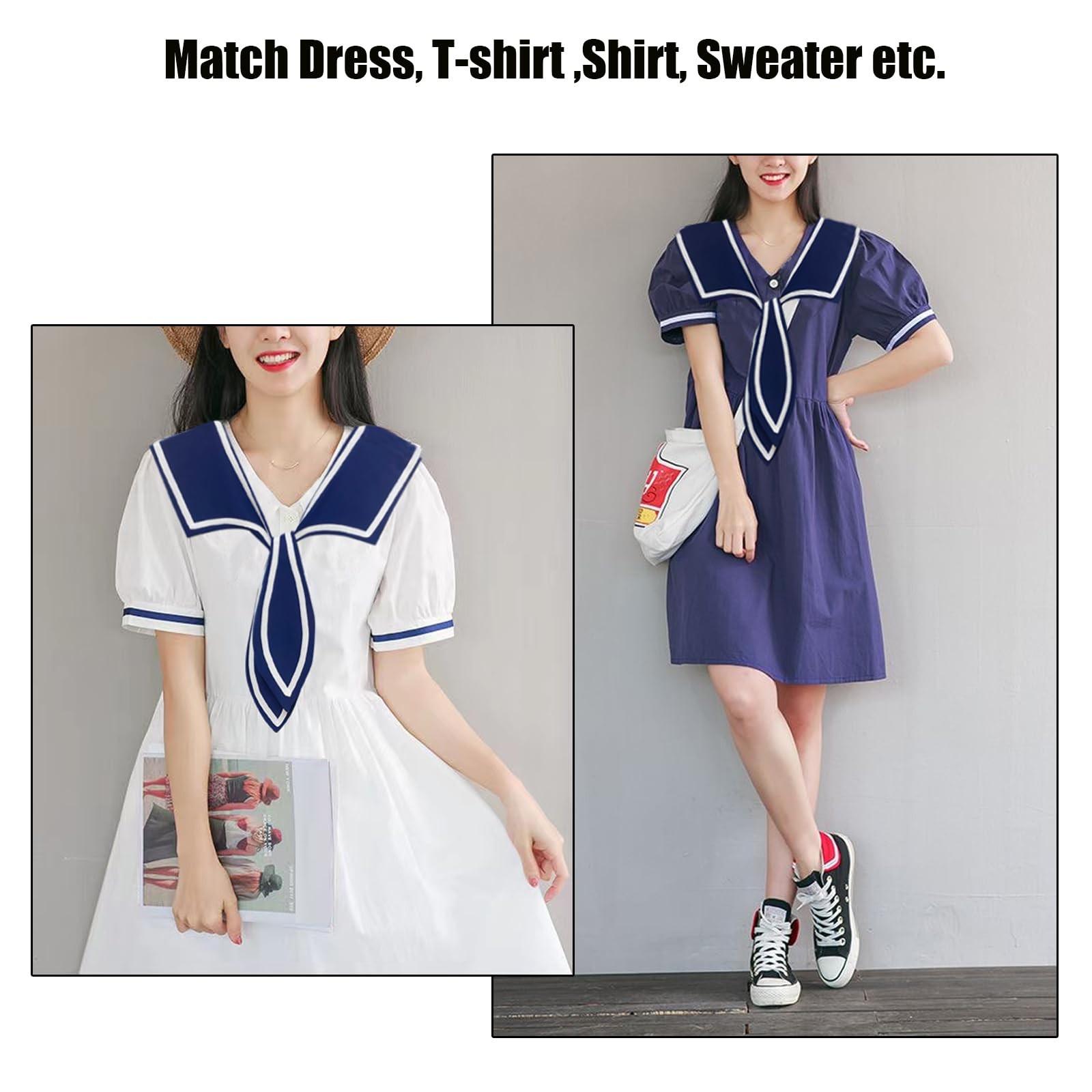 Sailor Collars for Women – Detachable False Collars in Blue, Navy