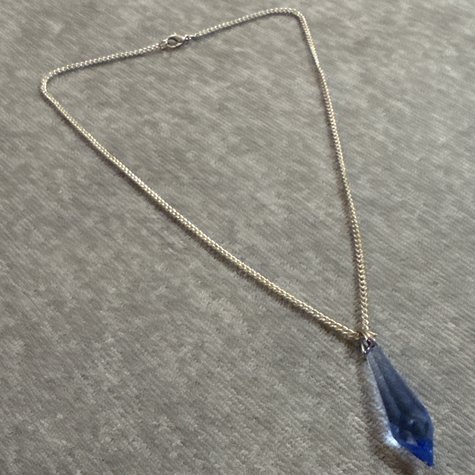 Swarovski Teardrop Icicle Austrian Crystal Blue Pendant Prism Necklace