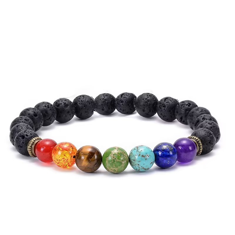 7 Chakra Lava Rock Woven Bracelet Unisex Spiritual Healing Jewelry for Men Women