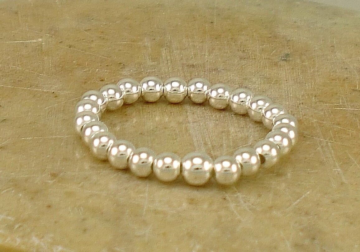 Cute 925 STERLING SILVER 3MM Beaded band ring size 8 style# r1740