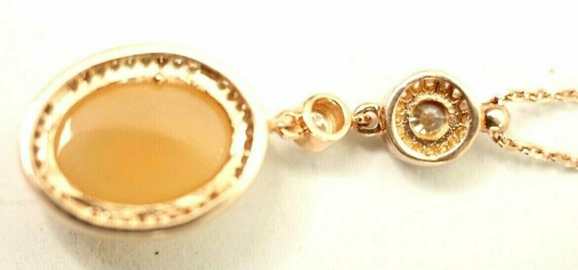 Fine Orange Agate 52 Stone Cubic Zirconia Sterling Pendant Necklace $258 New