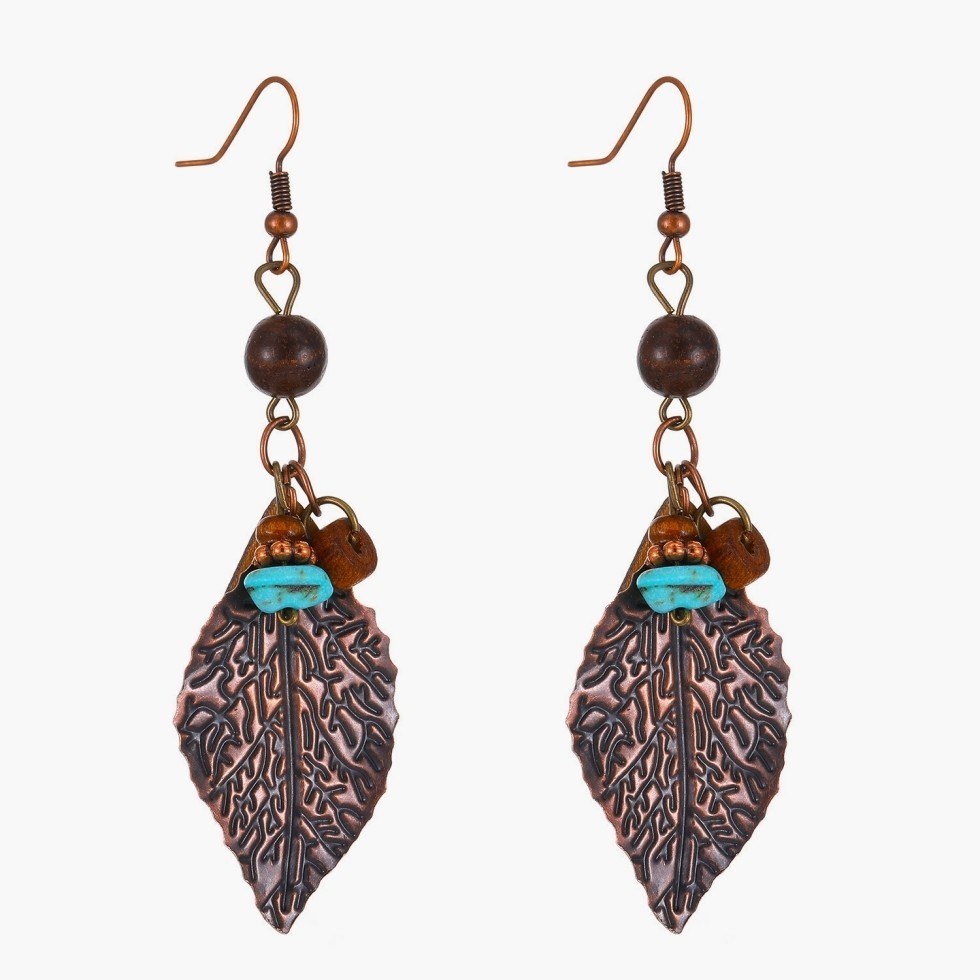 Boho Fashion Alloy Wood Turquoise Multi Combination Pendant PU Cord Necklace set