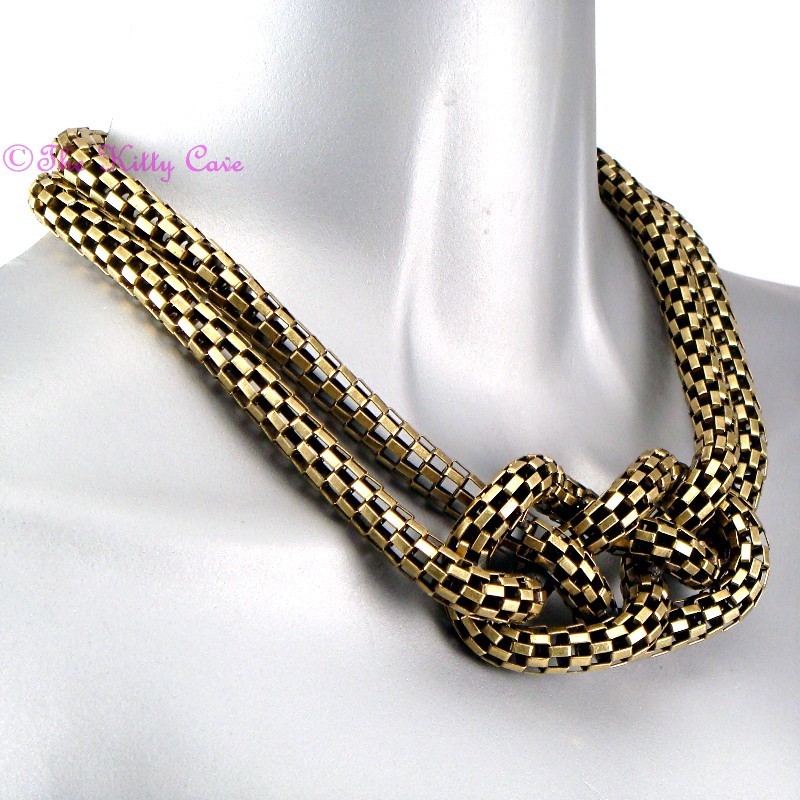 Debenhams Deco Burnt Gold Rustic Mesh Vintage Celtic Knot Collar Choker Necklace