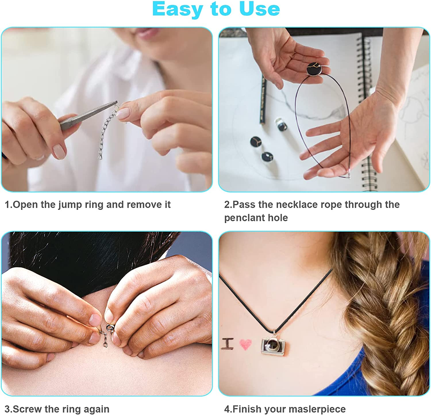 100Pcs Premium Leather Necklace Chains Bracelet Cord with Clasps for Pendants, B