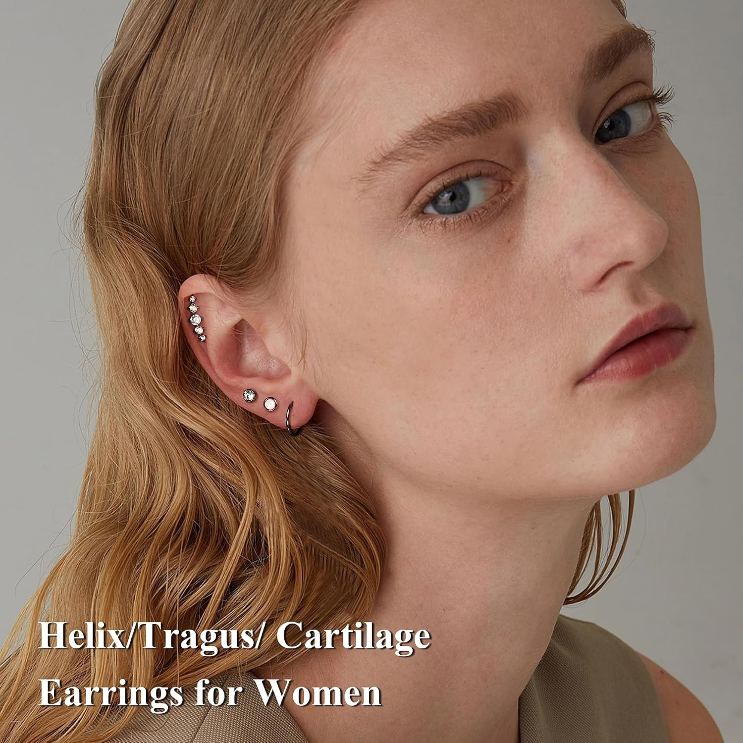 18PCS Cartilage Earring Stud for Women Surgical Steel Flat Back Earrings Couch H