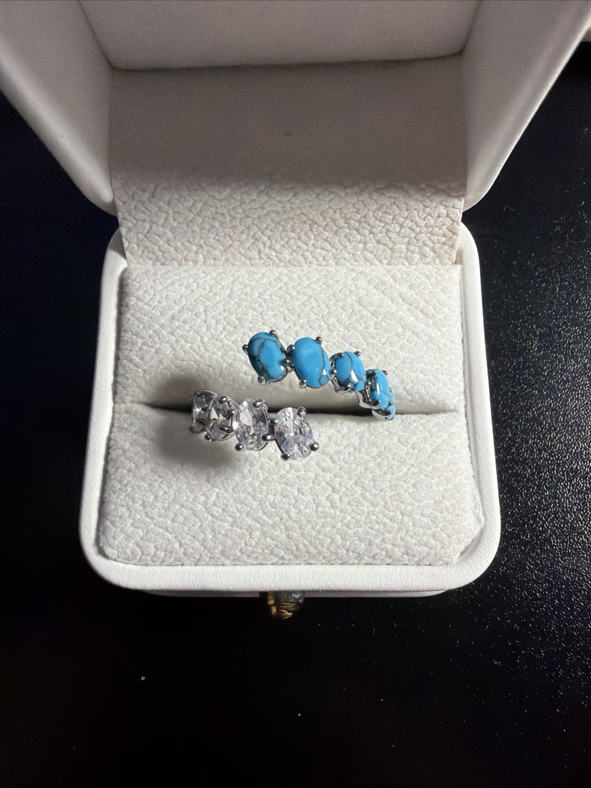 Bomb Party Turquoise Mg Rhodium Plate Ring SZ 10 December