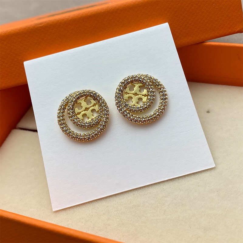 Gold Jewelry Set – Tory Burch Circle Pave Necklace and Earrings