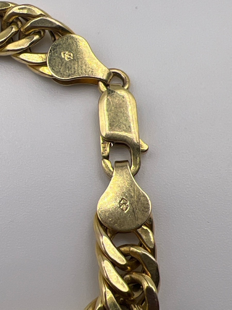 10K Double Curb Link Bracelet 8.5″ Yellow Gold 12.8G Width 7.8mm (TDW042029)