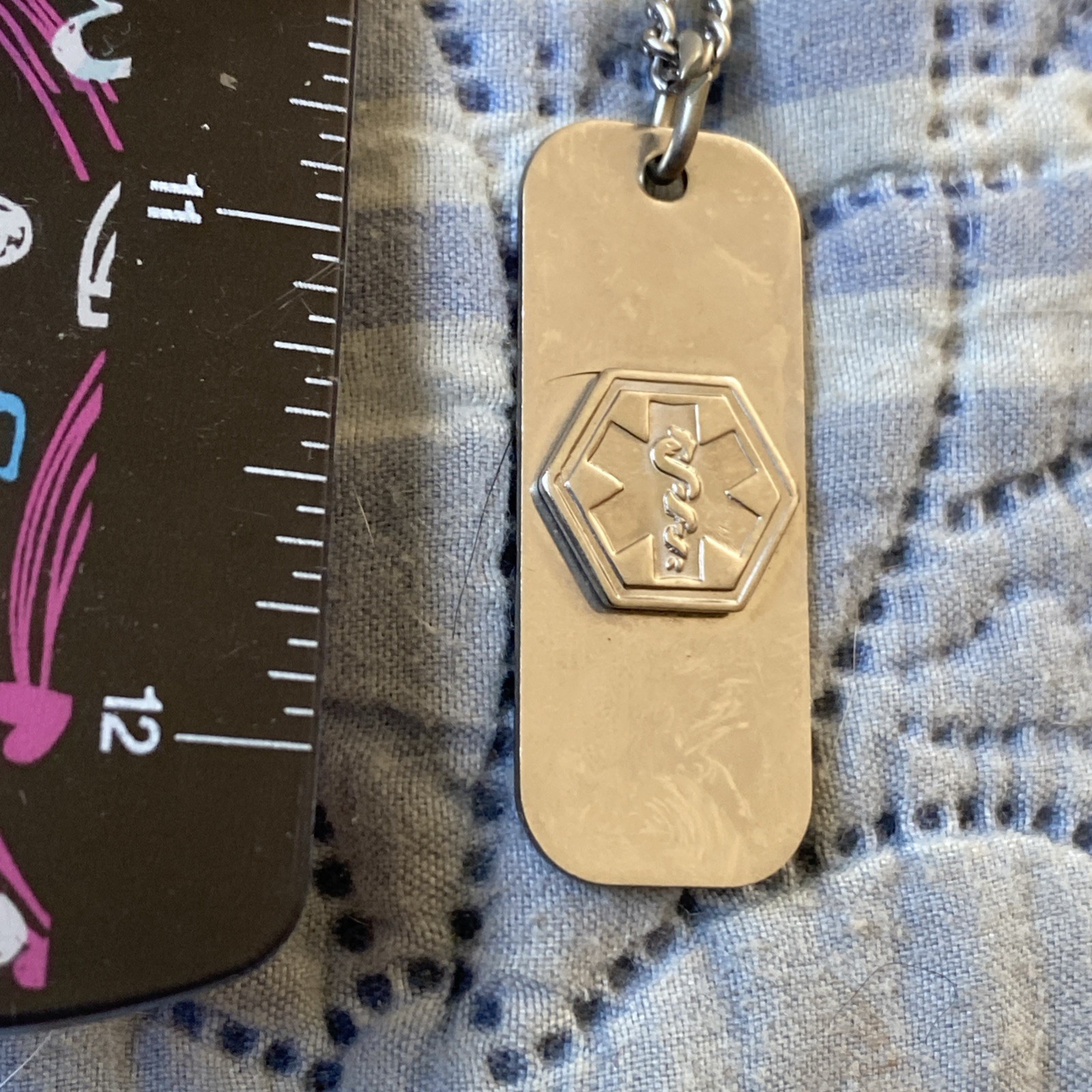 Stainless Steel Medical Alert ID Refer To Wallet Message Dog Tag Style 24”