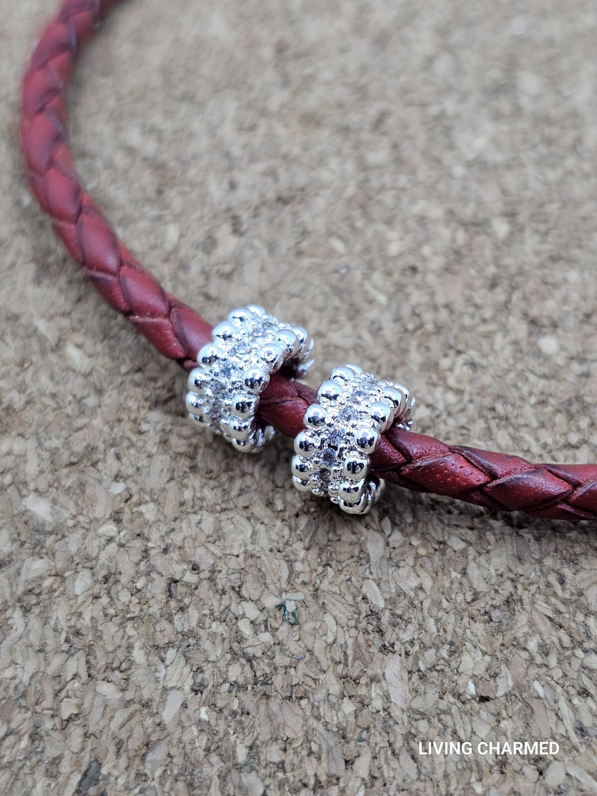2 X Authentic Silver Bubble Cz Spacer European Charm Beads Lot
