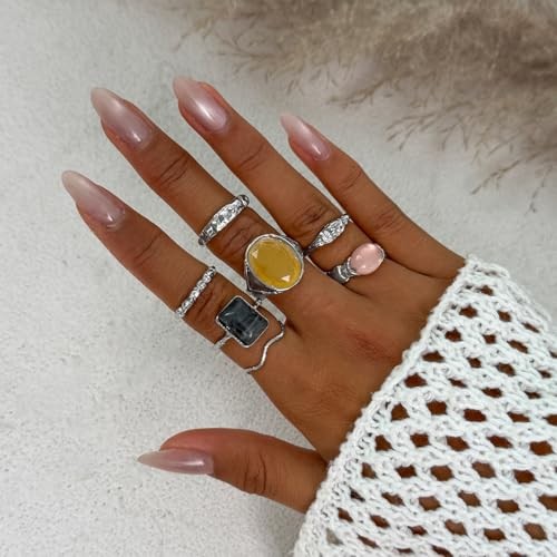 Chunky Rings for Women Adjustable Thick Stackable Rings for Women d : 7pcs s