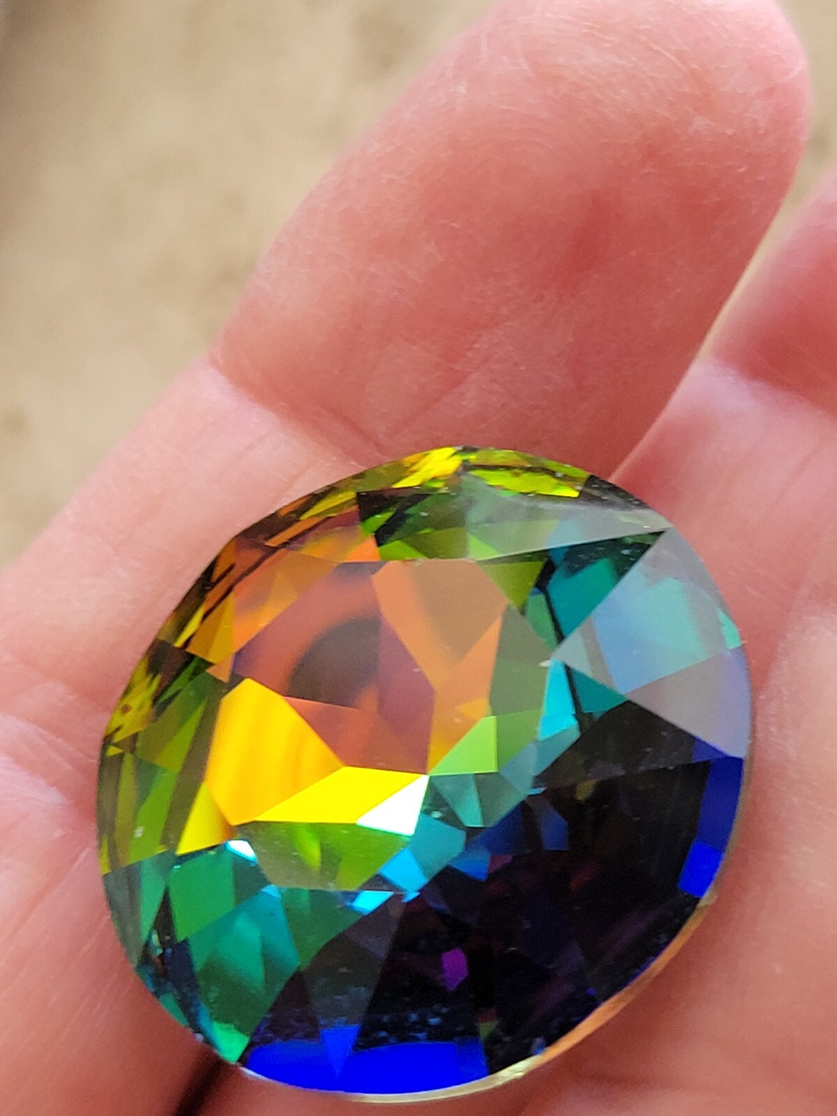 26MM Swarovski Vitrial Rainbow Fancy Cut Clip On W/Soft Pads Earrings Beautiful