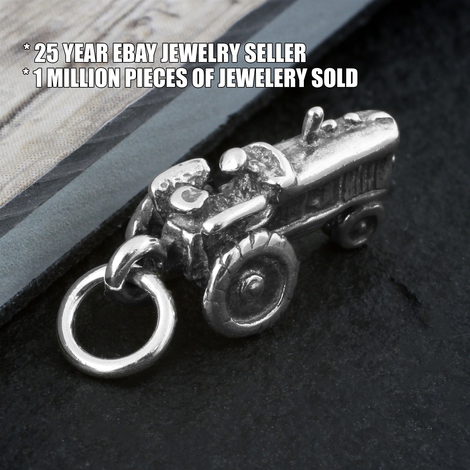 Guaranteed Genuine 925 Sterling Silver 3D Farmer Tractor Charm Pendant