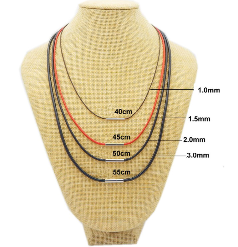 1.0mm Black Red Rope Leather Cord Chain Necklace Stainless Steel Clasp 16-28″