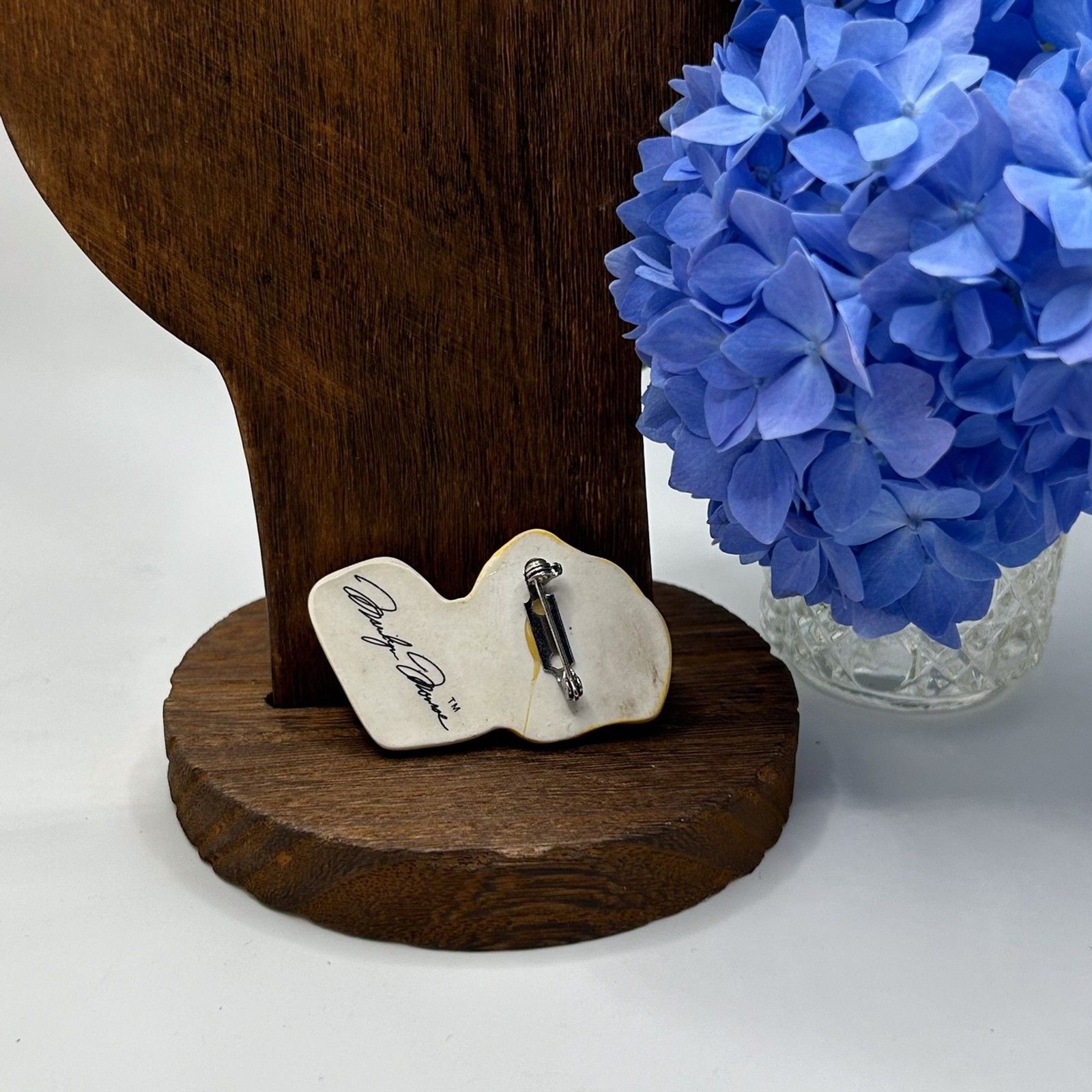 Signed 1988 Marilyn Monroe Brooch Hand Painted Clay Embellished with Crystals