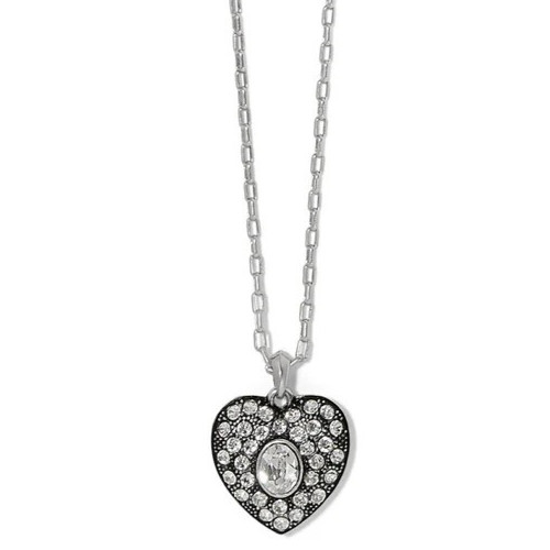 NWTag Brighton ADELA HEART MINI Clear Crystal Silver Necklace MSRP $98
