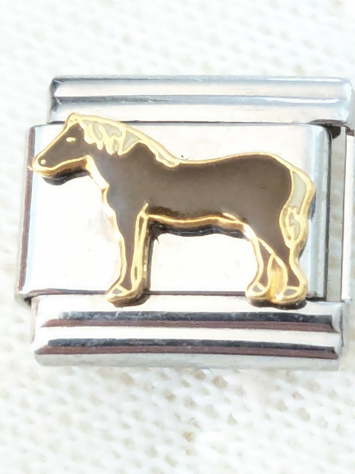 Casa D’Oro Brown Horse Classic 9mm Link Italian Charm C3