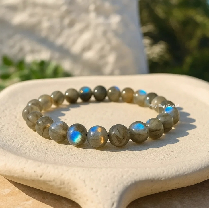 High Quality Labradorite Stone Stretch Bracelet Healing Energy Crystal Jewelry