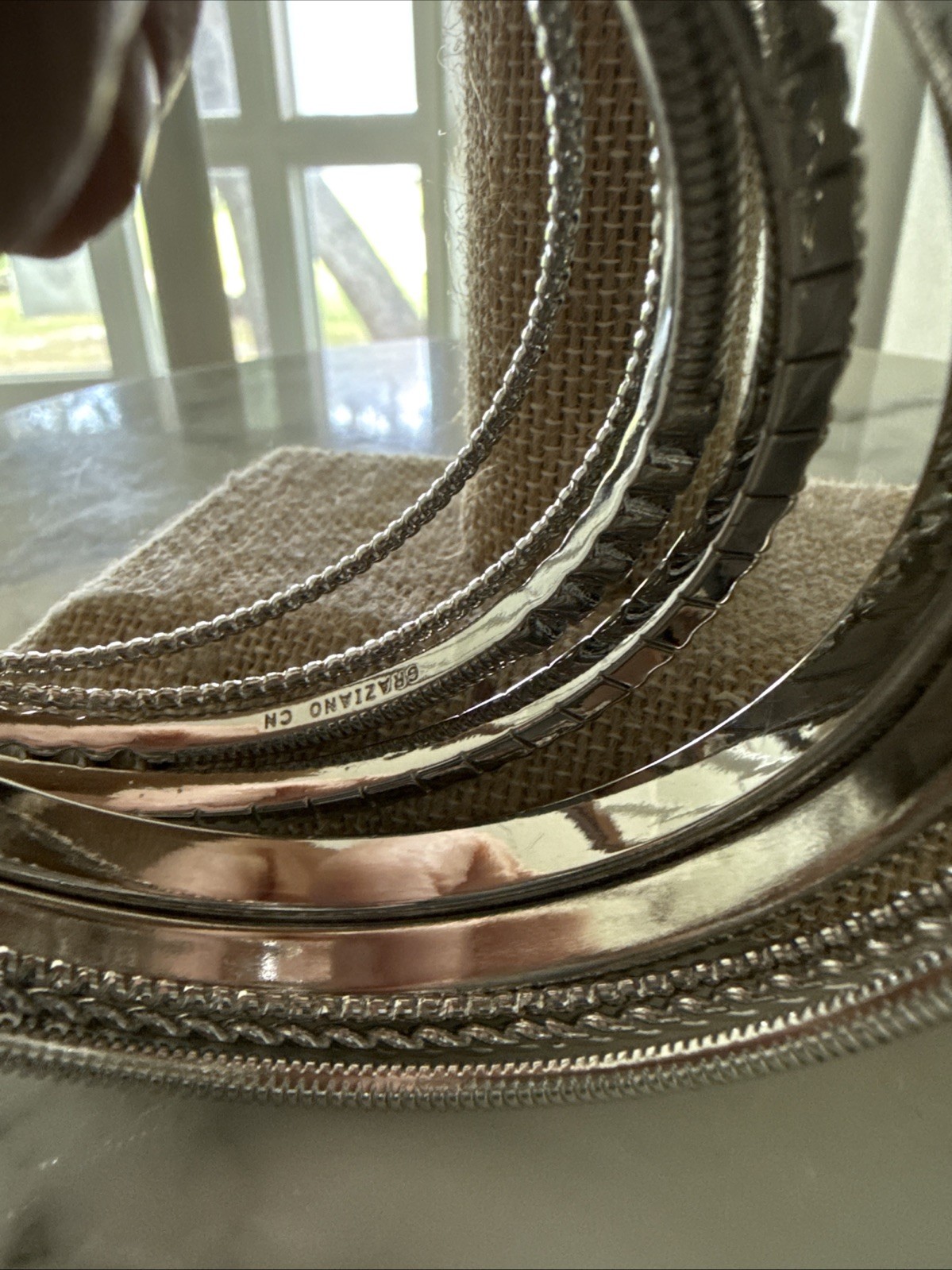 New Retro Anthropology Multi Crystal Stretch Bracelet and 9 Silver Bangles