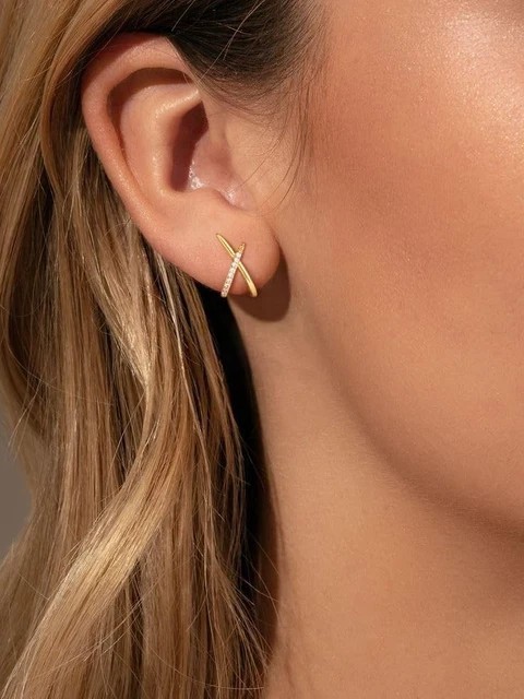 0.80Ct Round Cut Simulated Diamond Fancy Stud Earring’s 14K Yellow Gold Plated