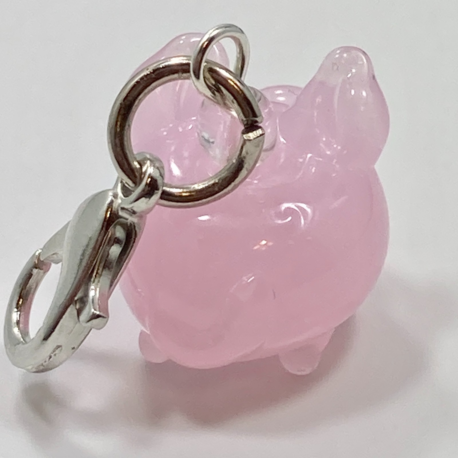 Pink Pig Glass Clip On Charm Zipper Pull Bag Purse Bracelet Charm Lampwork