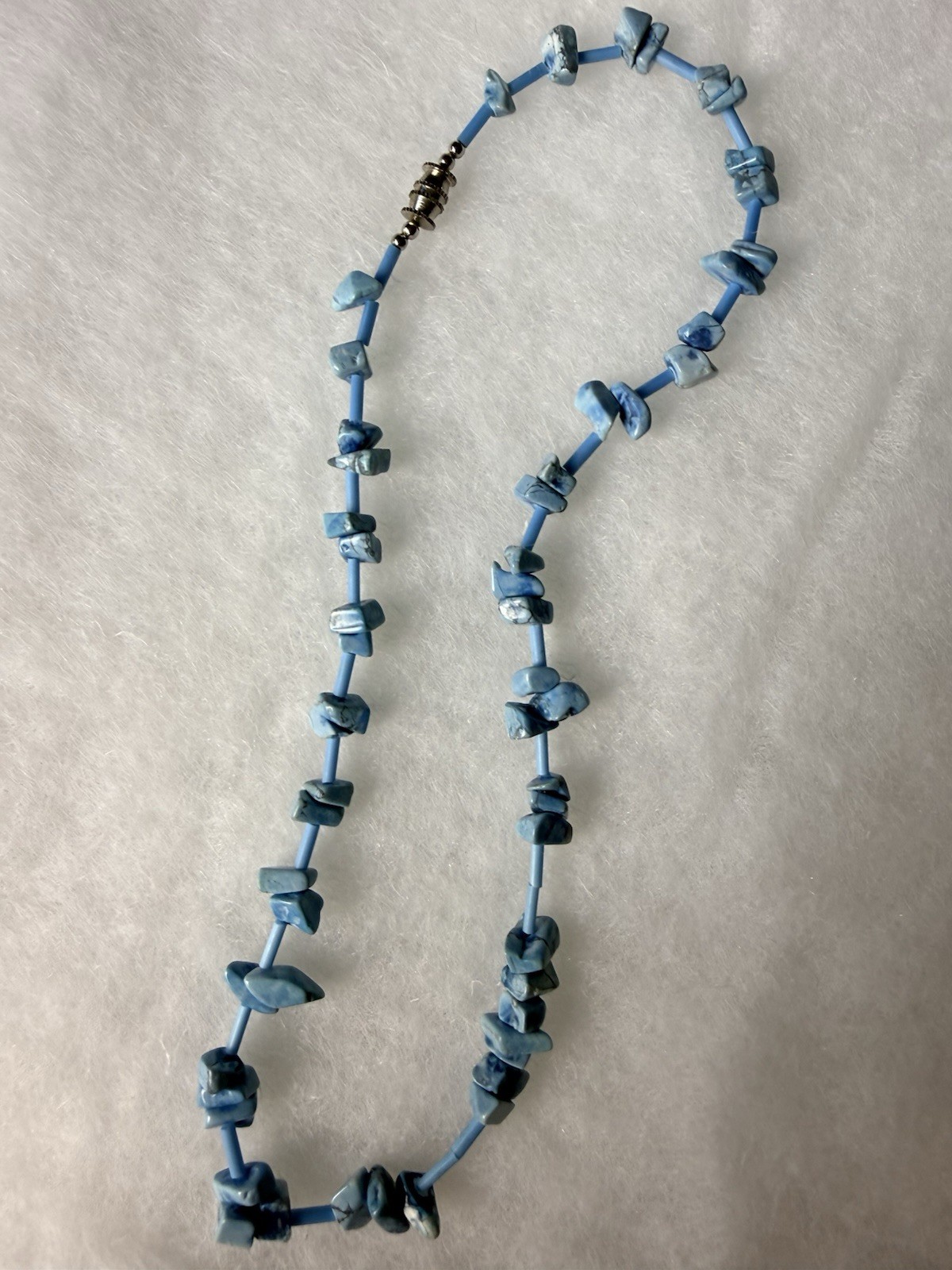Sky-blue Chip Stone Necklace Features Irregular Tumbled Turquoise Stone
