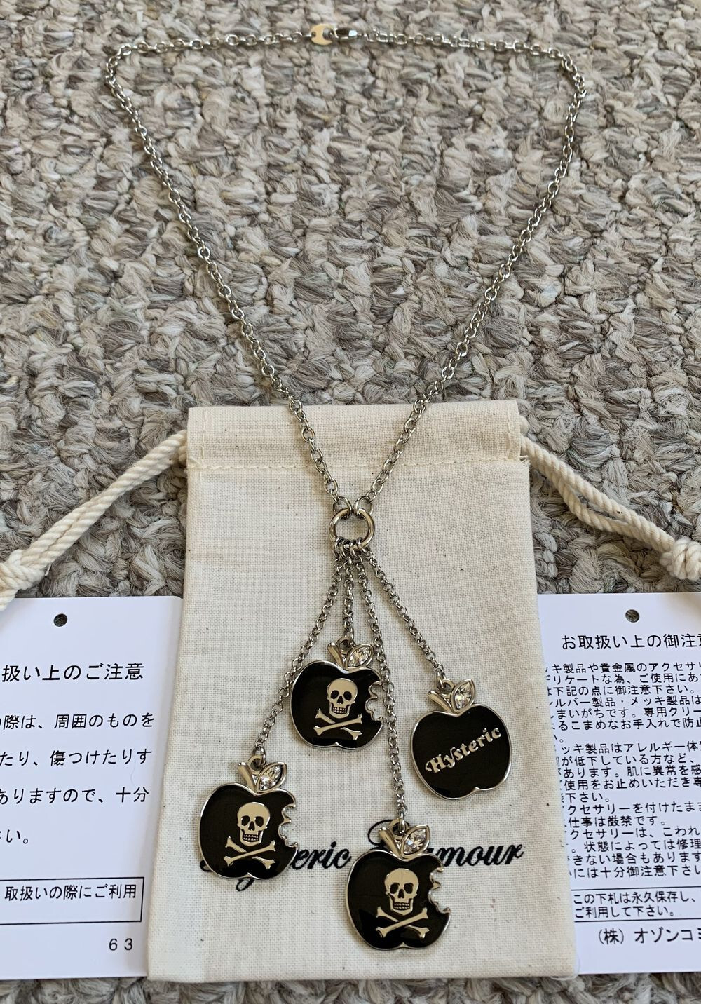 NEW Hysteric Glamour Skull Apple Charm Necklace w/bag