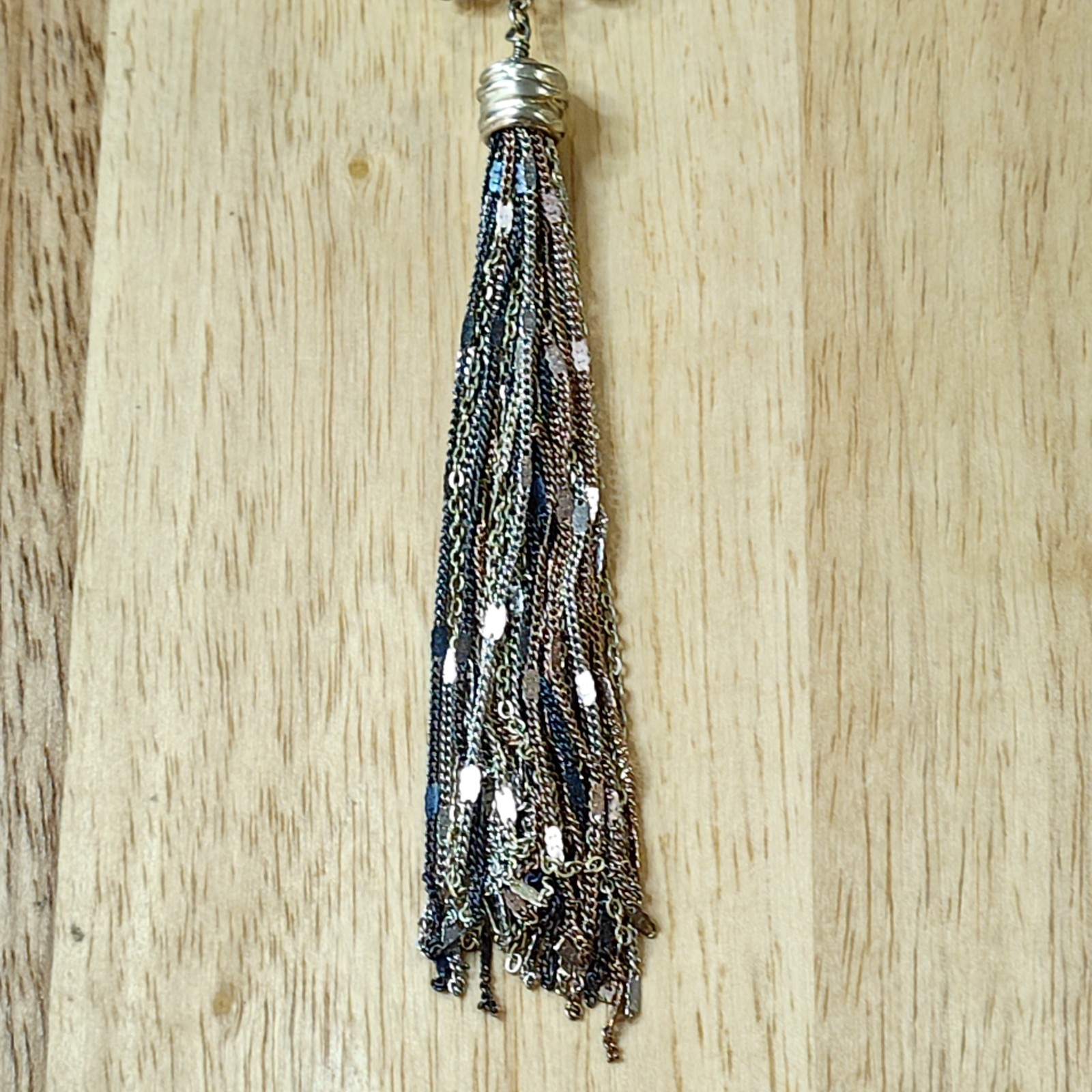 White House Black Market Fashion Necklace w/ Tassle Multi-chain Pendant 24-26″