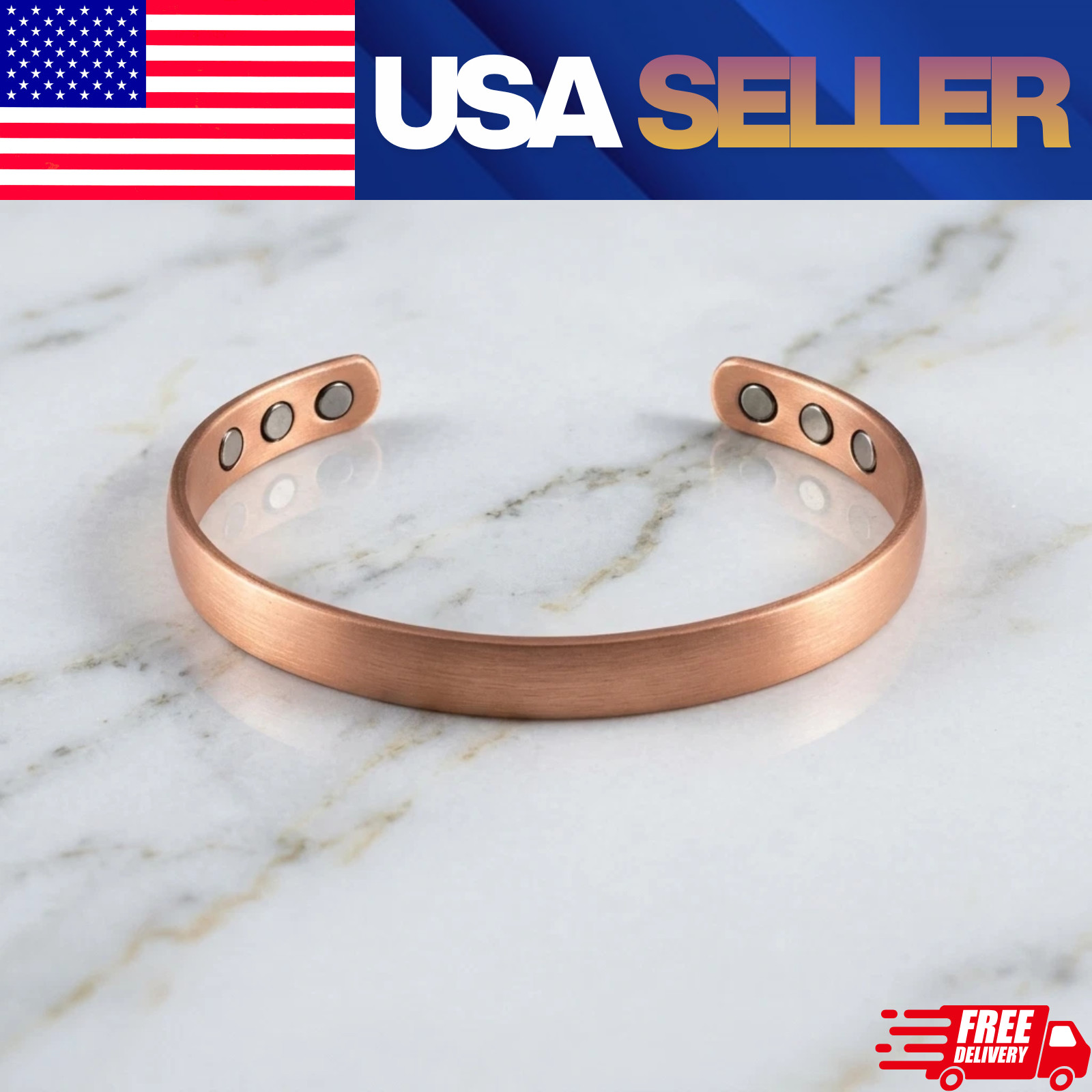 Pure Copper Magnetic Dome Bracelet Arthritis Pain Therapy Men Women Cuff US