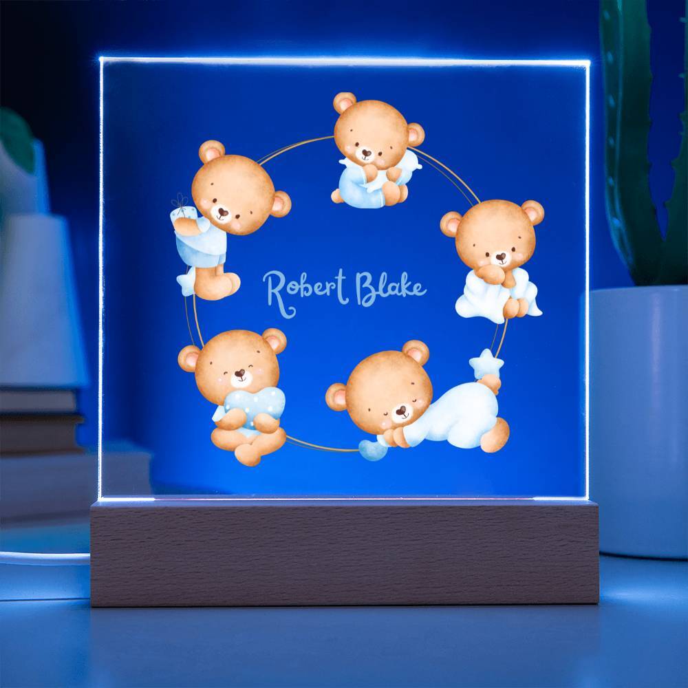 Custom night light for baby boy nursery, baby shower gift