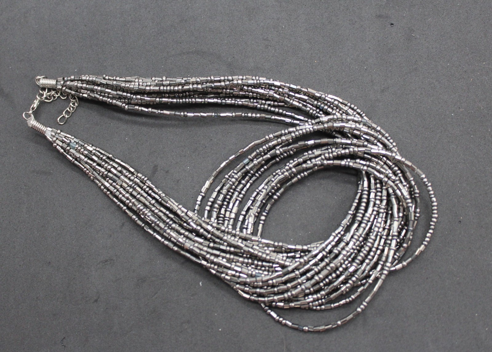 Silver seed bead fashion jewelry necklace