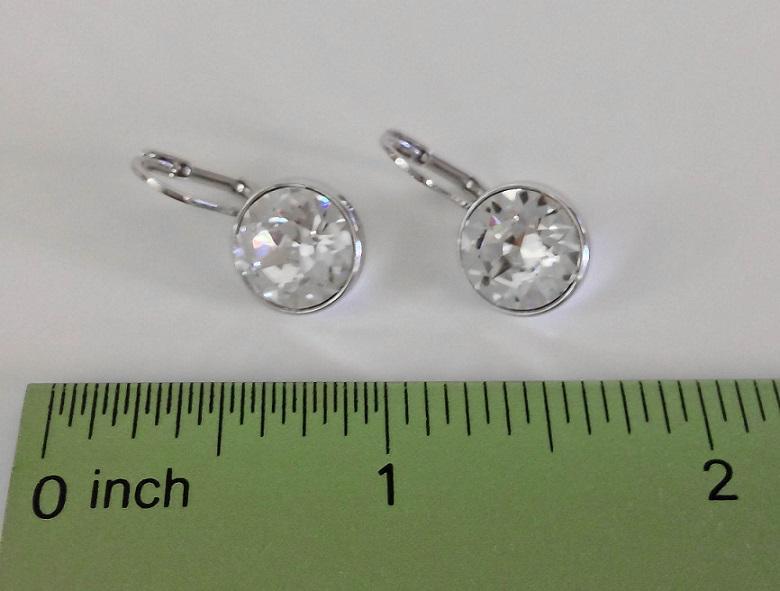 Bella Earrings Made With Genuine Swarovski Crystals Silver Plated Bezel Lever