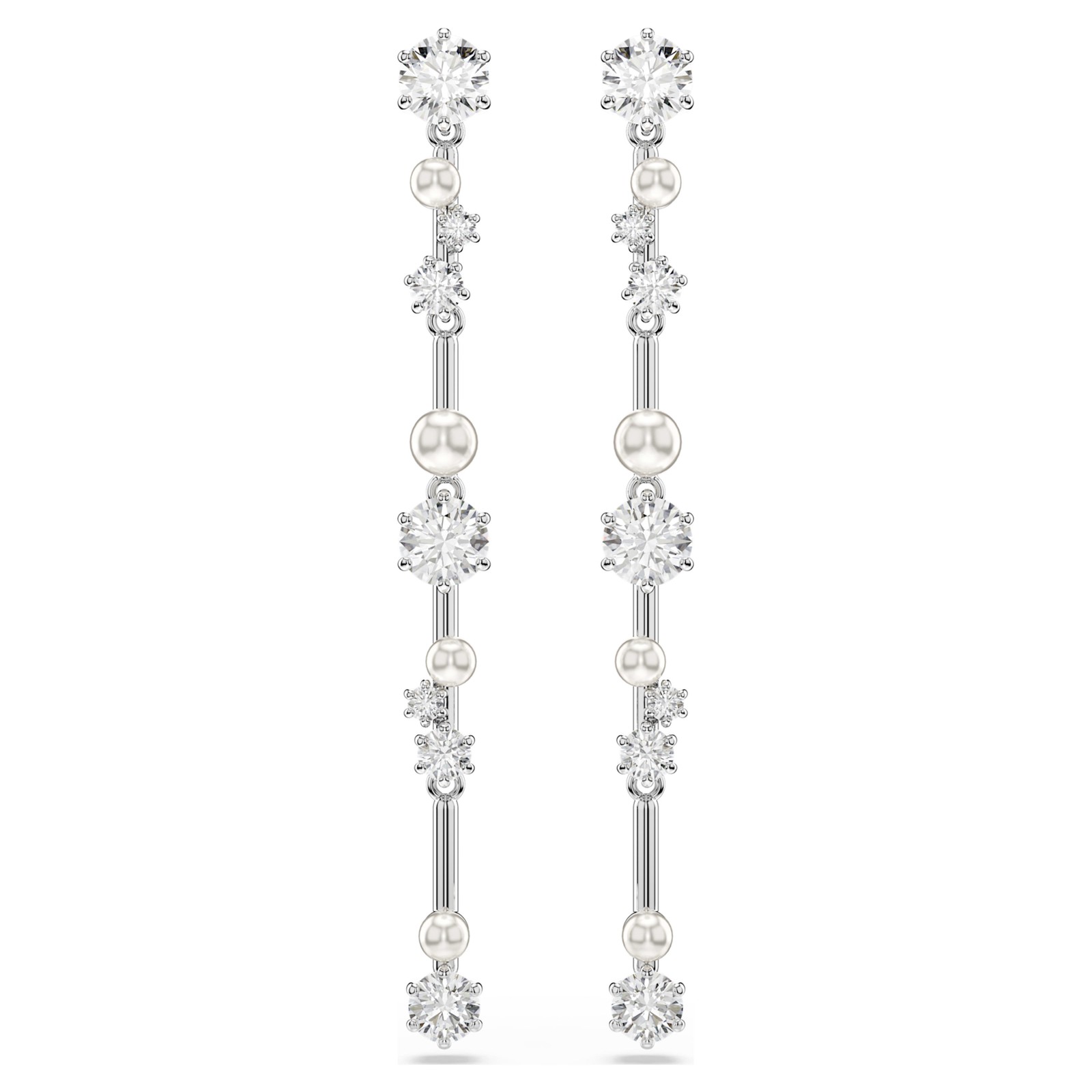 Swarovski Constella Drop Earrings, Crystal Pearl, Round Cuts 5705614