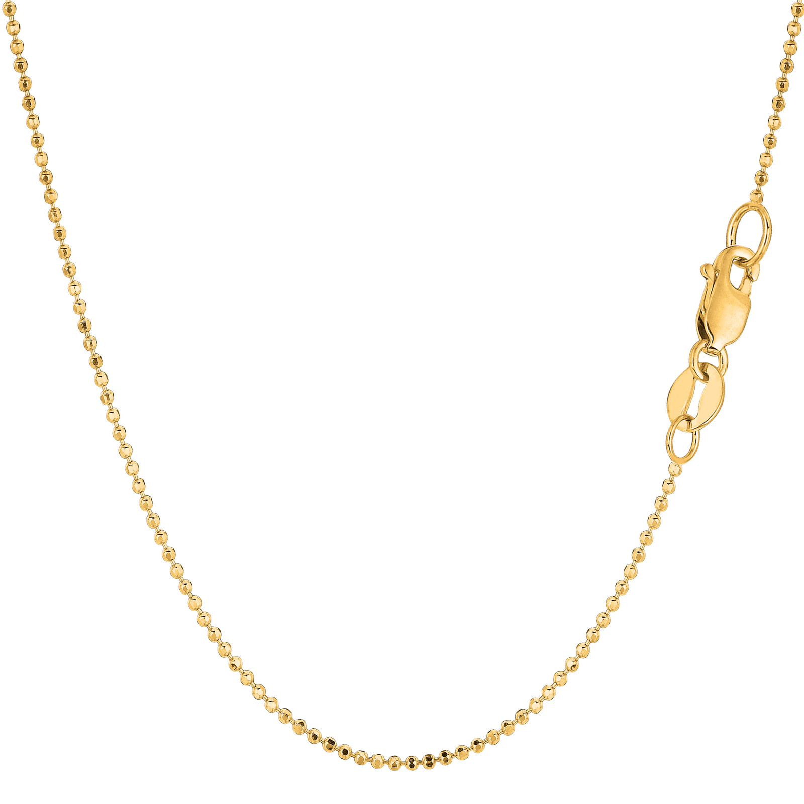 14K Yellow Gold Diamond Cut Bead Chain, Width 1.2mm