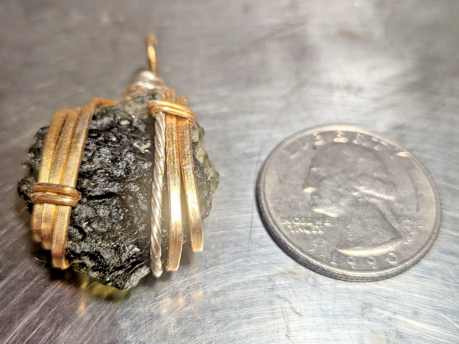 Moldavite Wire Wrapped Pendant Handcrafted Silver Jewelry 30ct