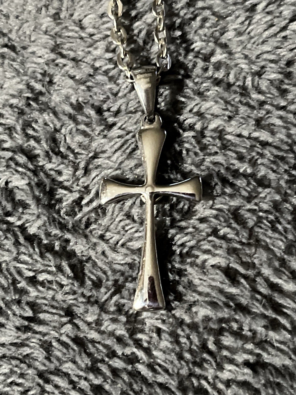 VTG 1″ Cross w Heart Silver Tone Stainless Steel Pendant 19″ Necklace Gift