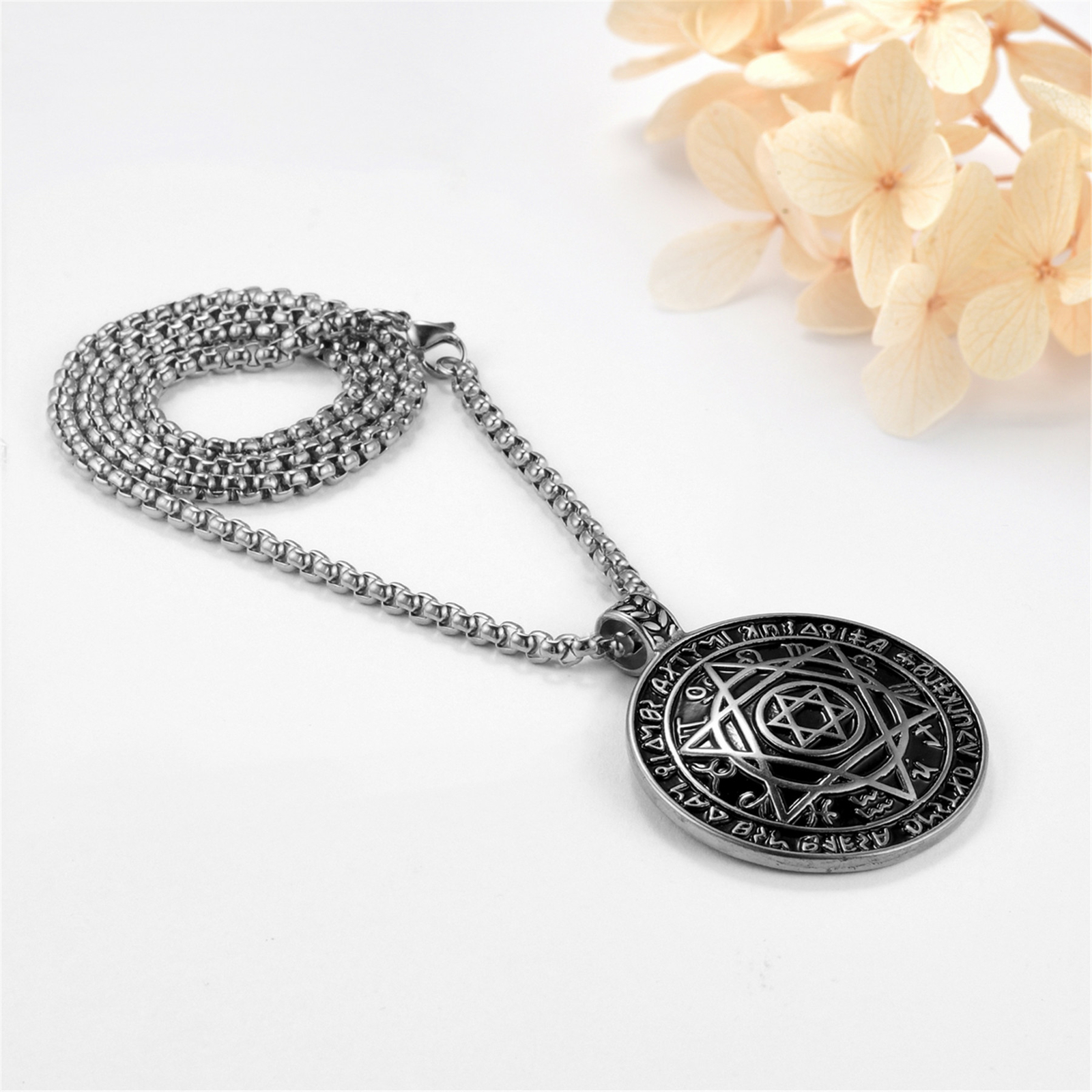 Talisman Seal Solomon Six-pointed Star 12 Constellation Unisex Pendant Necklace