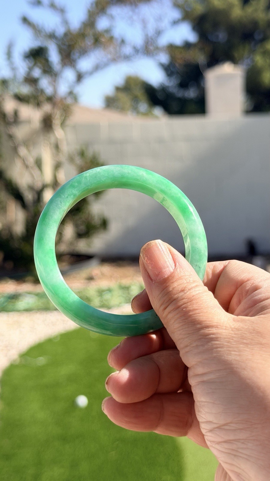 610:A Full Green Natural Jadeite Bangle 5.5cm Inner DM