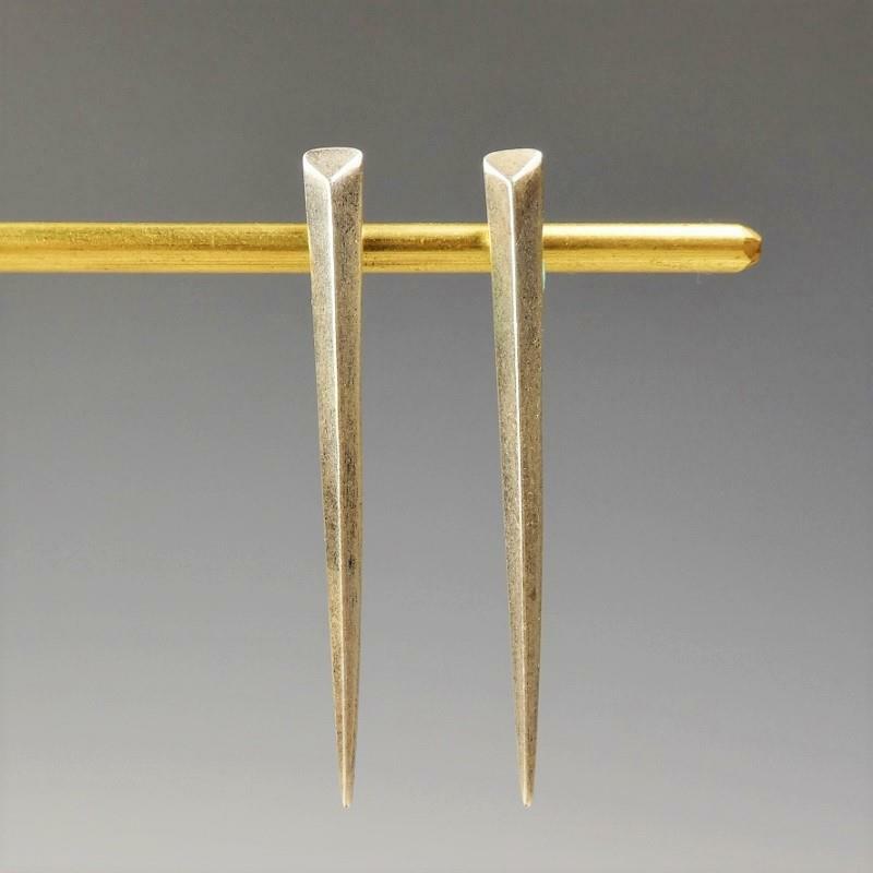 Handmade Sterling Silver Long Pointed 3D Spike Earrings Ear Crawler Climbers