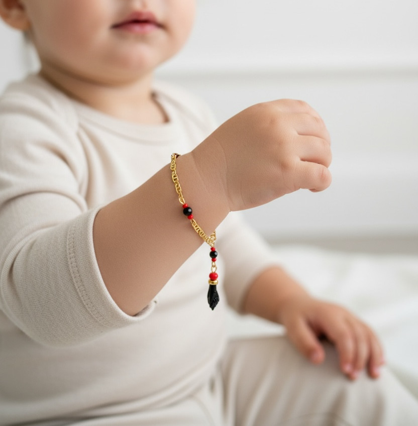 14K Gold Filled Baby Azabache Bracelet Protection and Luck – B55