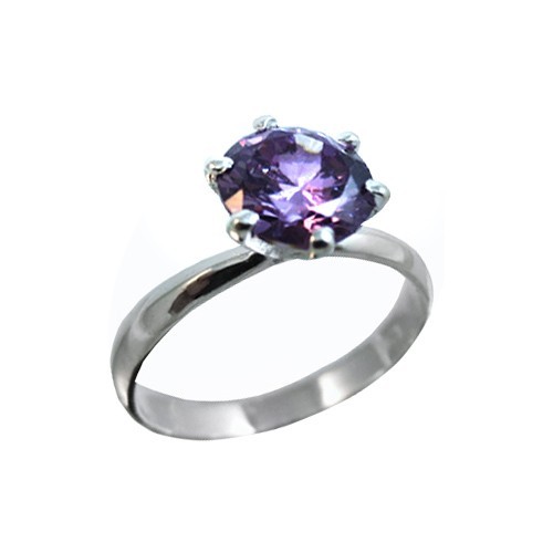 1ct Tanzanite colored CZ Round Brilliant Cut, S. Silver Ring Size 5,6,7,8,9,10