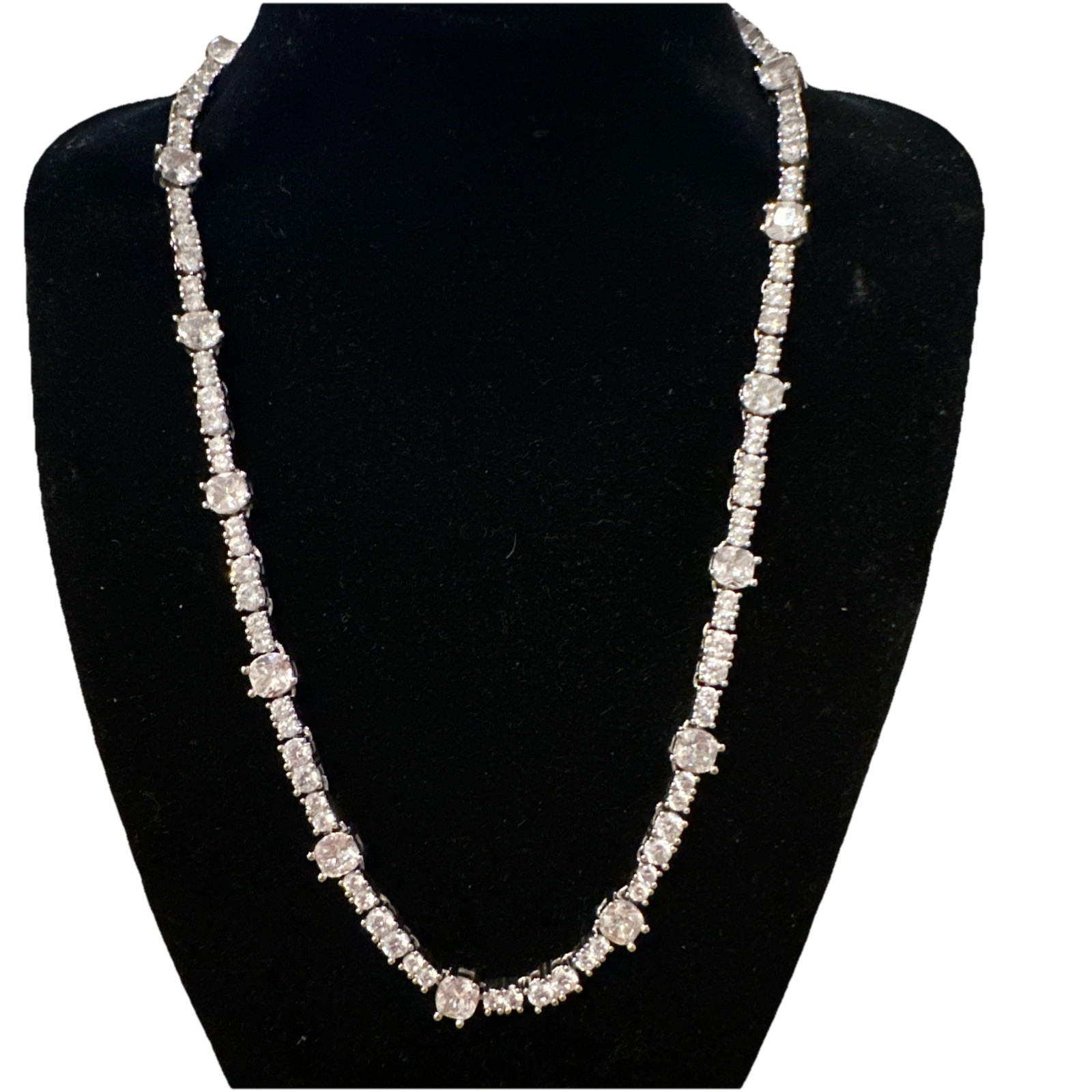 GLD Shop Unisex Tennis Brilliant Necklace In Silver Tone 17”