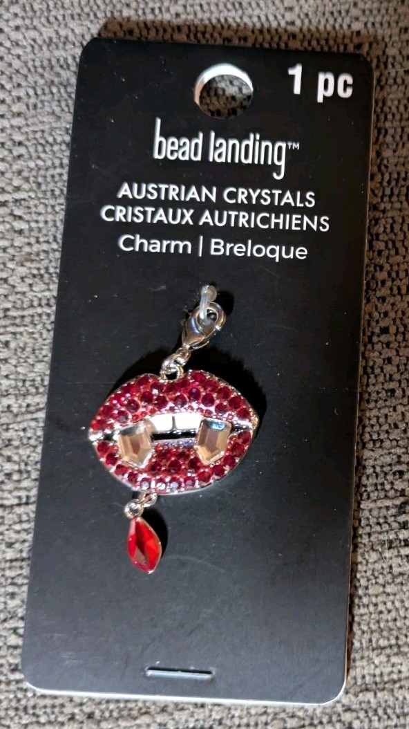 Vampire Mouth Austrian Crystal Charm by Bead Landing