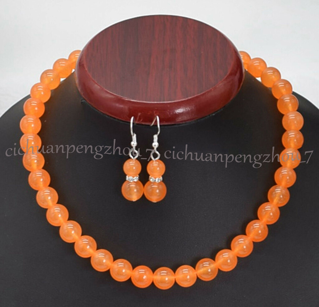 6/8/10/12mm Natural Multicolor Gemstone Round Beads Necklace Earrings Set 18”