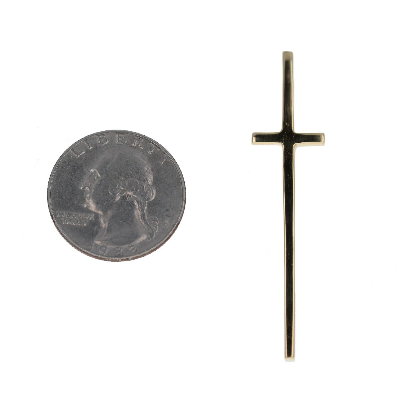 925 Sterling Silver, Gold Spike Cross, 14 Karat Gold Electroplated, 2.25 inches