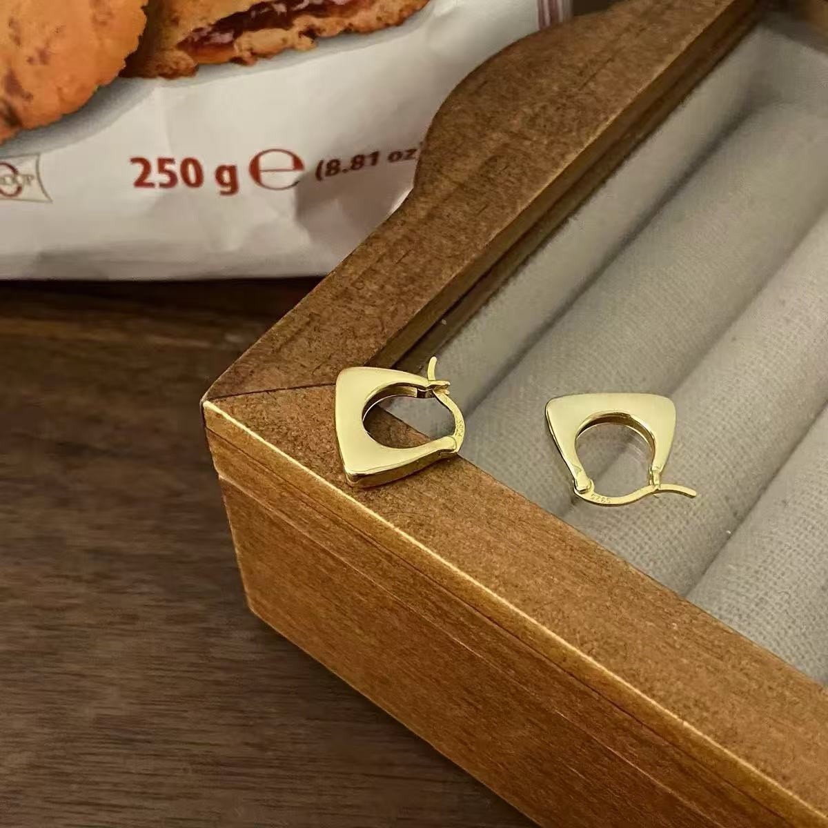 925 Silver Trapezoid Hoop Earrings Minimalist Geometric Huggie Earrings 439