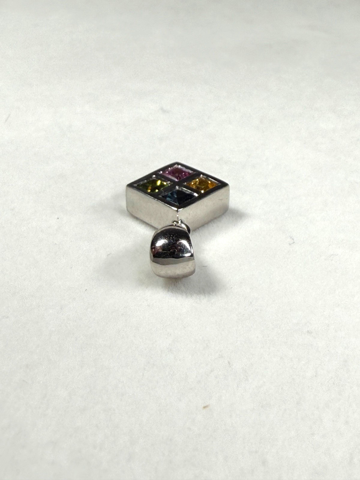 950 Platinum Multi Color .80ctw Blue Green Yellow Pink Sapphire Pendant
