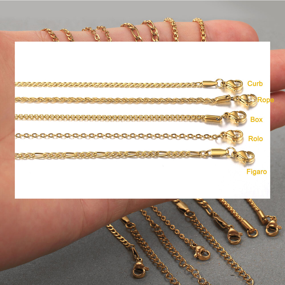 2/3mm Yellow Gold Filled Figaro/Rope/Cuban/Box/Link Chain Necklace Choker 16-30″