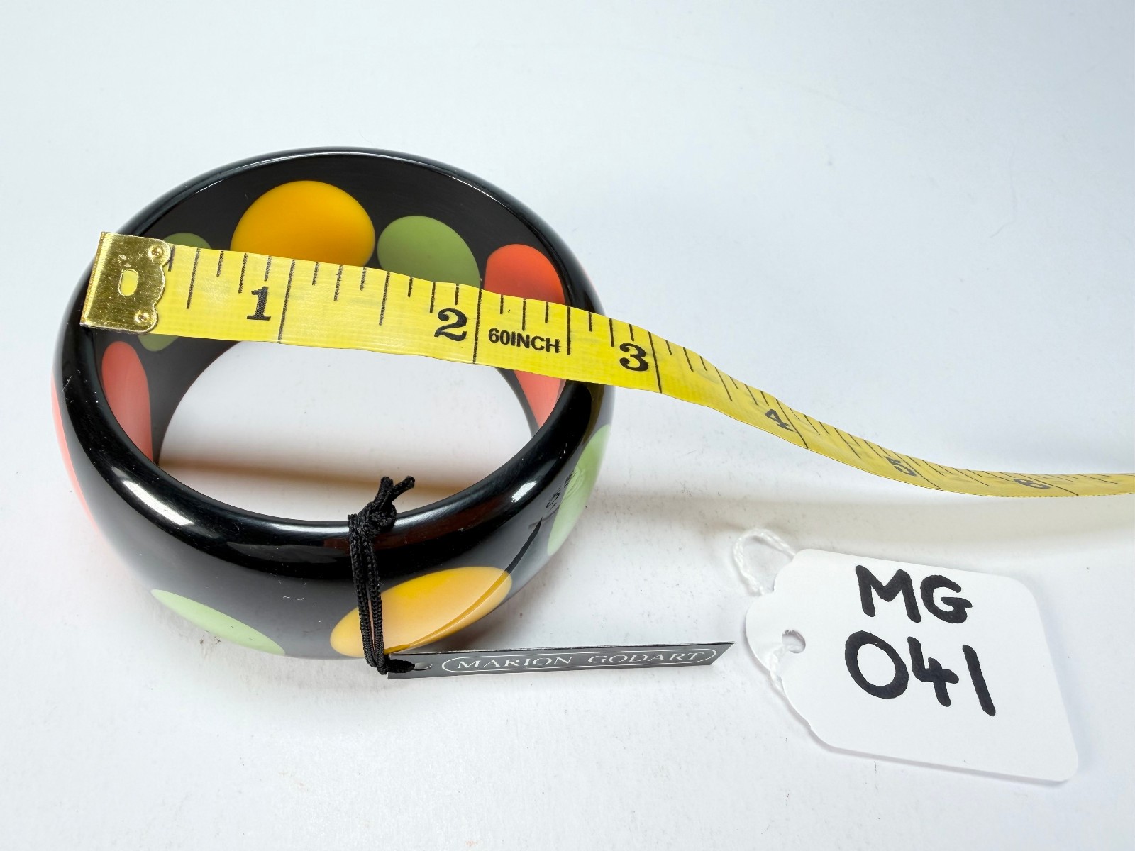 Marion Godart – BSX “Motif à Pois” Black & Mix Colours Solid Round 3.4cm Bangle